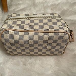 Large Checkered Makeup Bag
